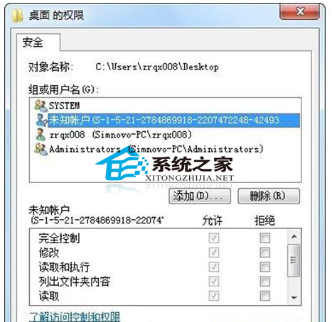  Windows7删除未知帐户教程