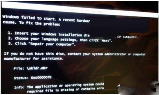 重装win7后电脑黑屏报错oxc000007b怎么办